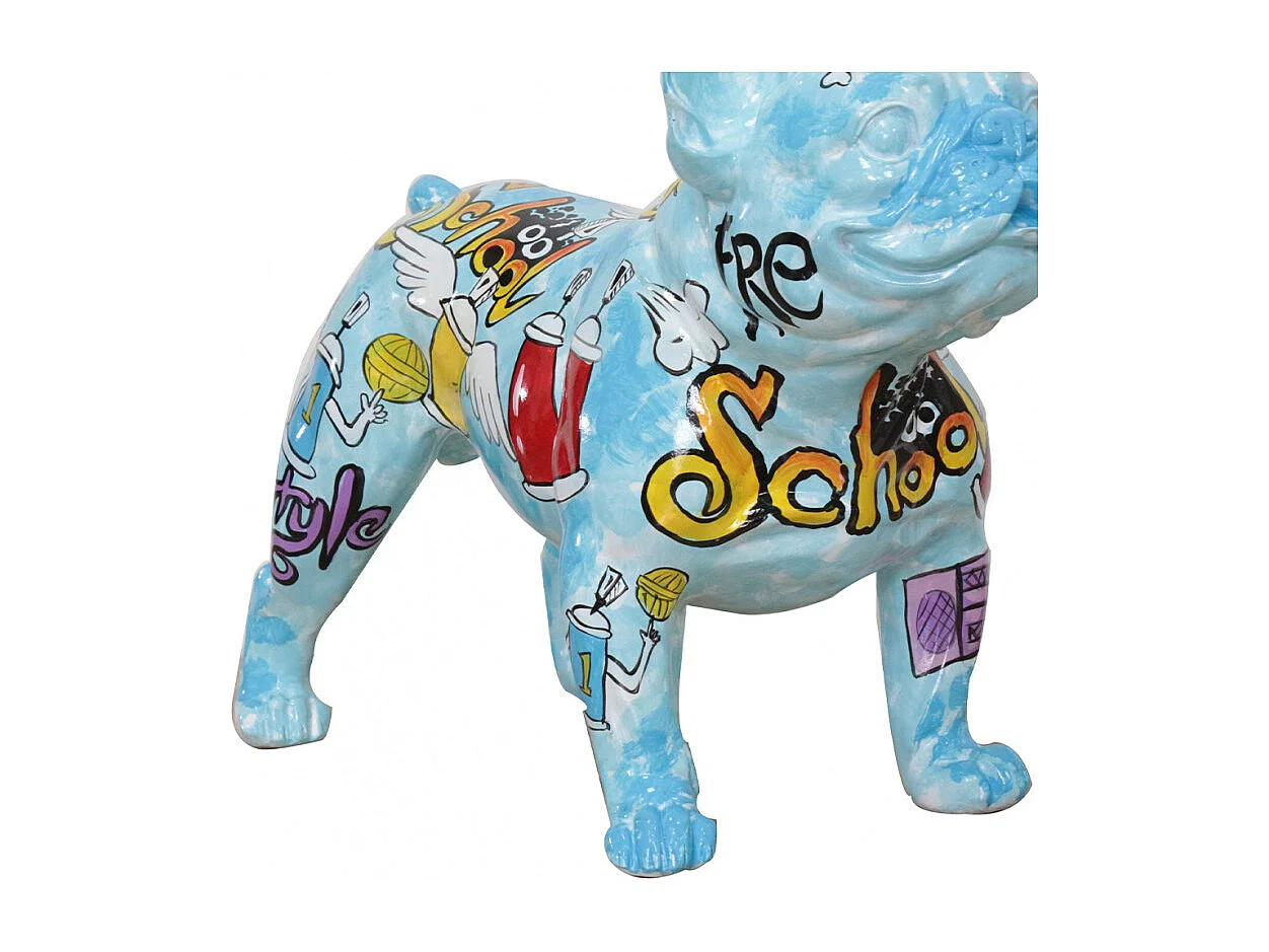 Sculpture Chien résine motif Street Art Brainwash H 41 cm - DOGGY BOOL