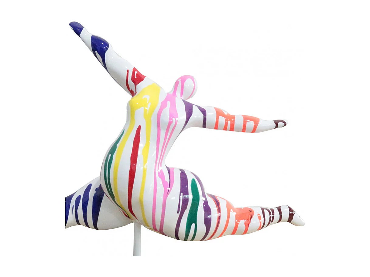 Sculpture Femme en résine peinture multicolore H 46 cm - LADY RUN 01