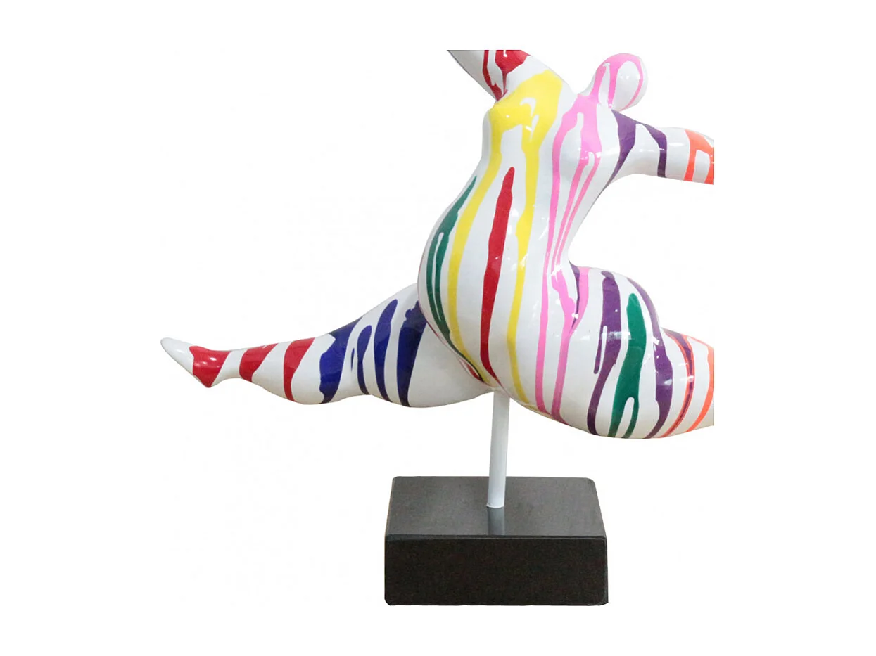 Sculpture Femme en résine peinture multicolore H 46 cm - LADY RUN 01