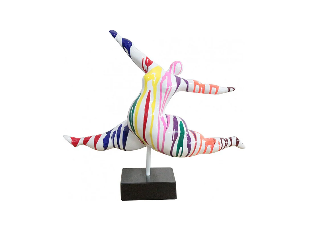 Sculpture Femme en résine peinture multicolore H 46 cm - LADY RUN 01