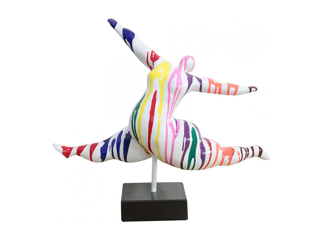 Sculpture Femme en résine peinture multicolore H 46 cm - LADY RUN 01