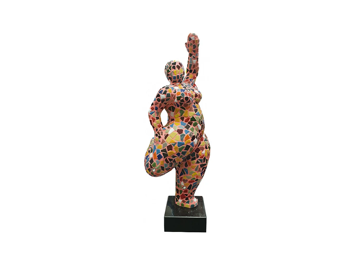 Statue femme jambe pliée avec mosaïque multicolore H60 cm - LADY MUSA