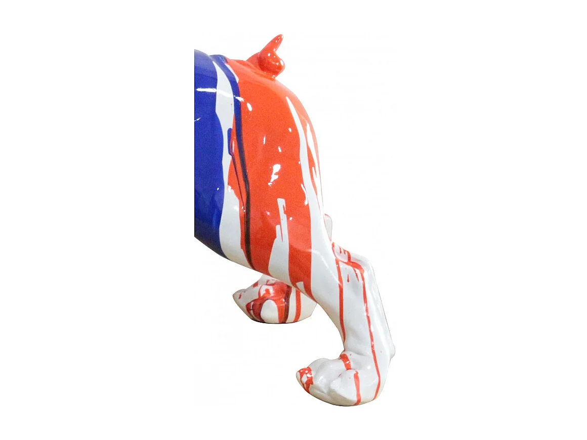 Statue chien bulldog peinture multicolore en résine H. 40 cm - JUSTIN