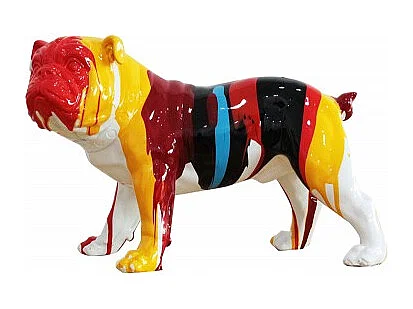 Sculpture chien bulldog multicolore en résine - BALTO