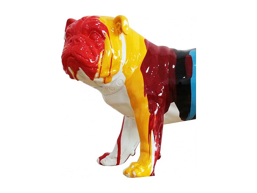Sculpture chien bulldog multicolore en résine - BALTO