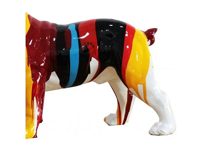 Sculpture chien bulldog multicolore en résine - BALTO
