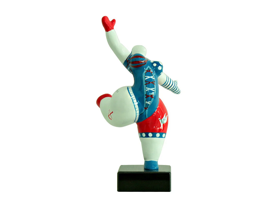 Statue femme jambe levée avec motif bleu et rouge H33 cm - LADY PIRATE