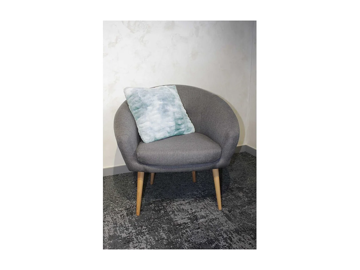 Lot plaid + 2 coussins bleu fausse fourrure ultra douce - CALINOU