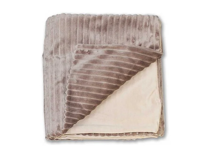 Plaid 165 x 125 cm marron glacé en velours côtelé doux - BOREAL