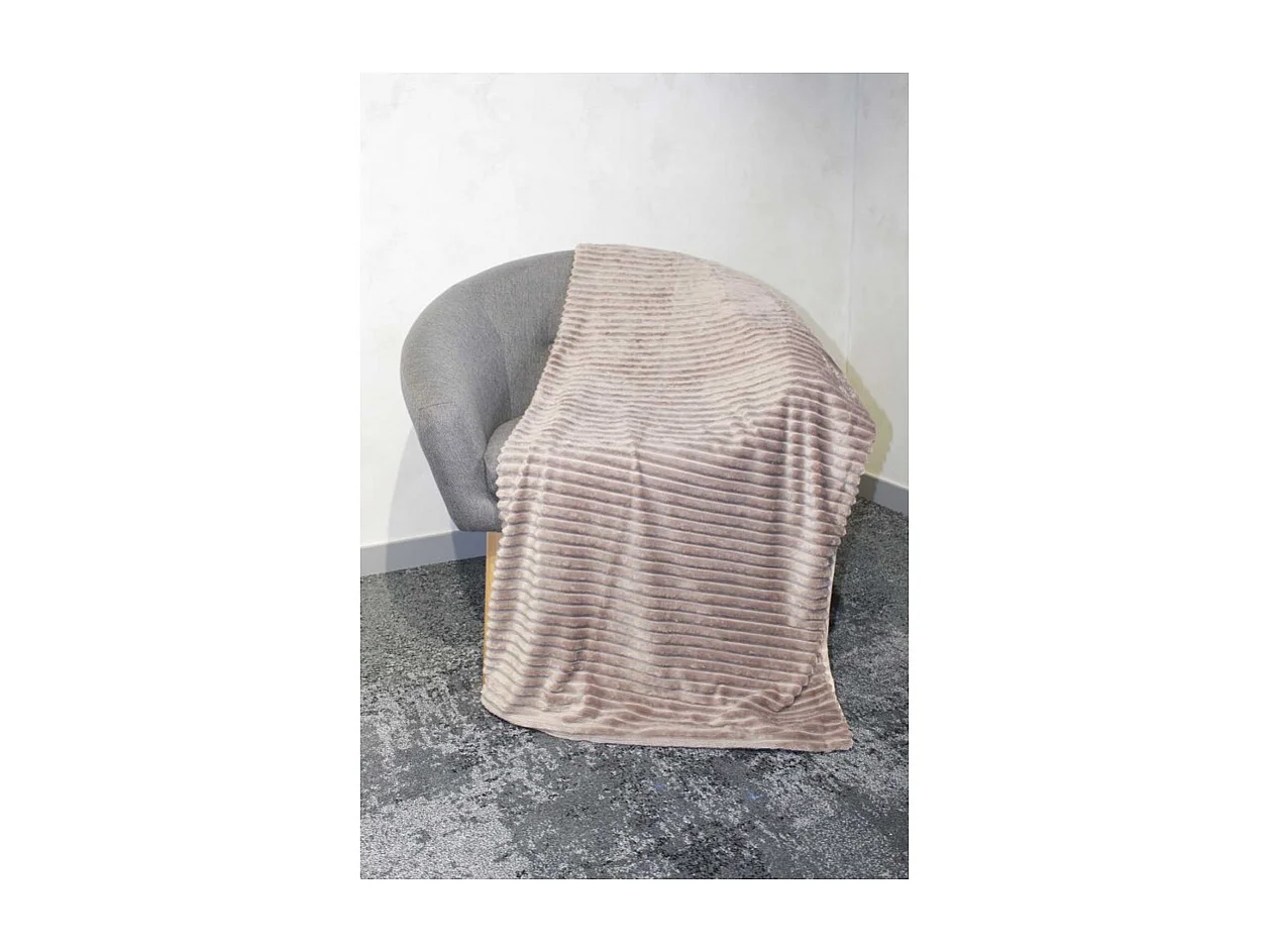 Plaid 165 x 125 cm marron glacé en velours côtelé doux - BOREAL