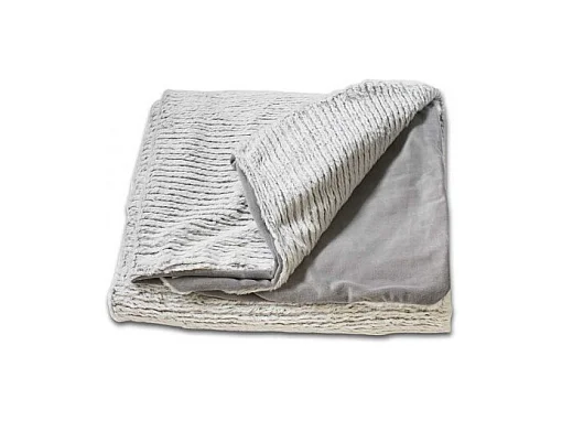 Plaid 130 x 170 cm gris clair en polaire douce effet tricot - LENO