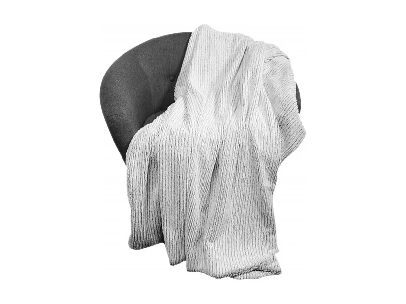 Plaid 130 x 170 cm gris clair en polaire douce effet tricot - LENO