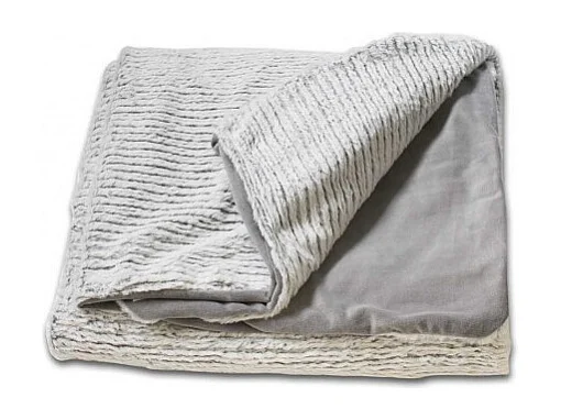 Plaid 130 x 170 cm gris clair en polaire douce effet tricot - LENO