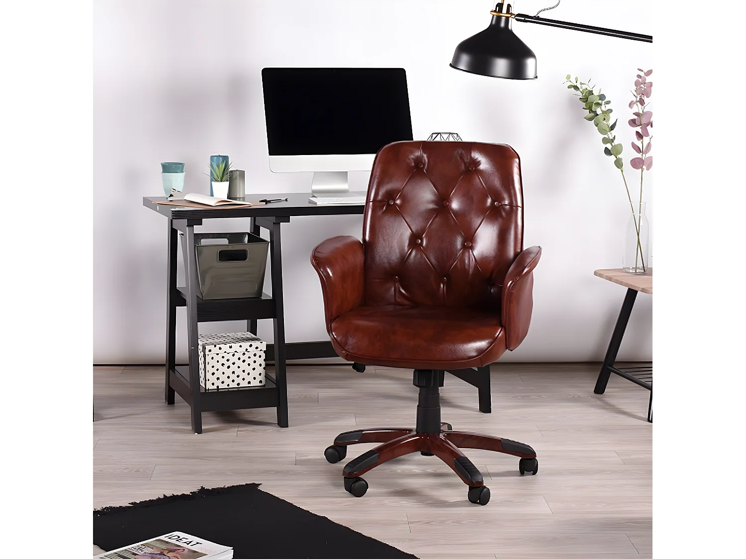 Fauteuil de bureau Chesterfield en simili cuir