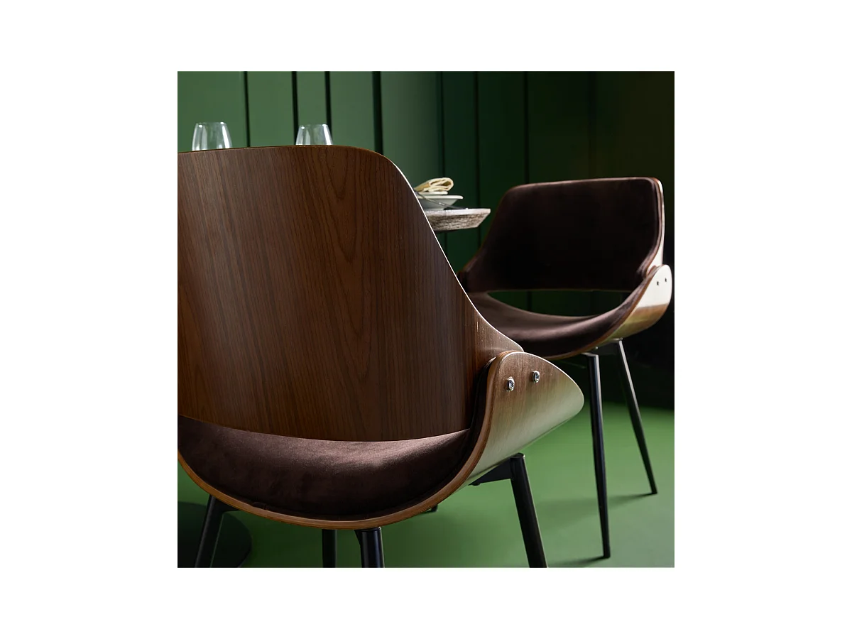 Chaises en velours effet bois Mannix - lot de 4
