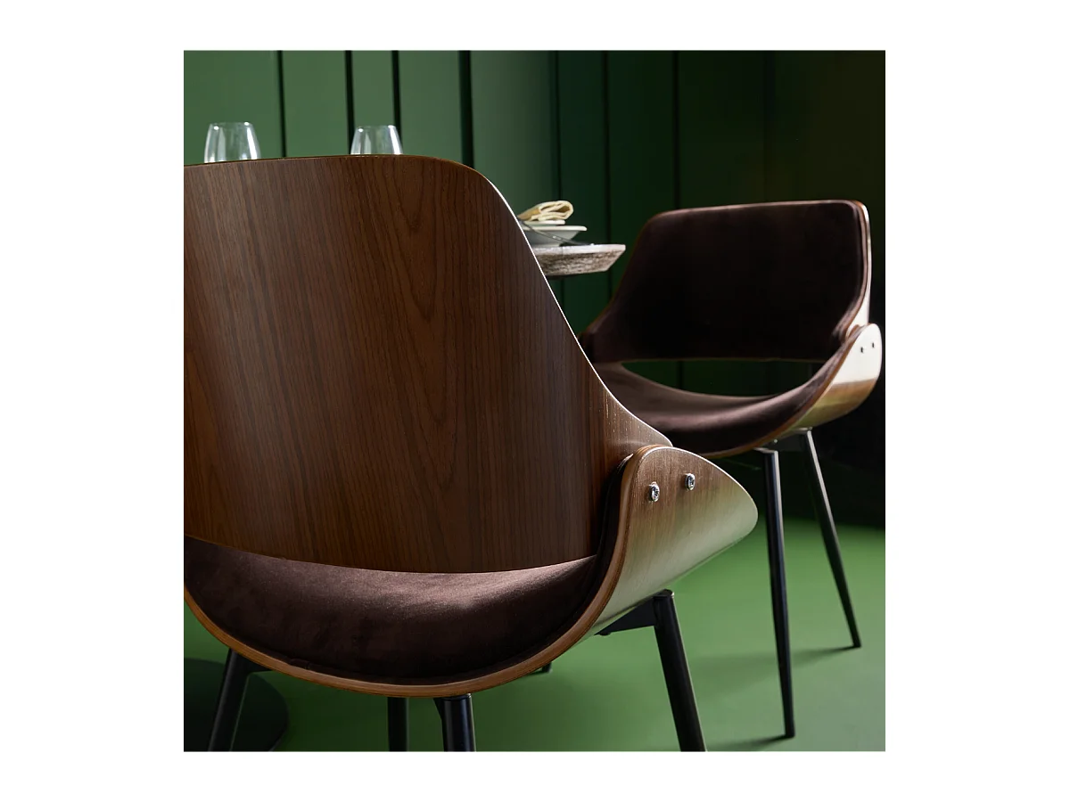 Chaises en velours effet bois Mannix - lot de 4