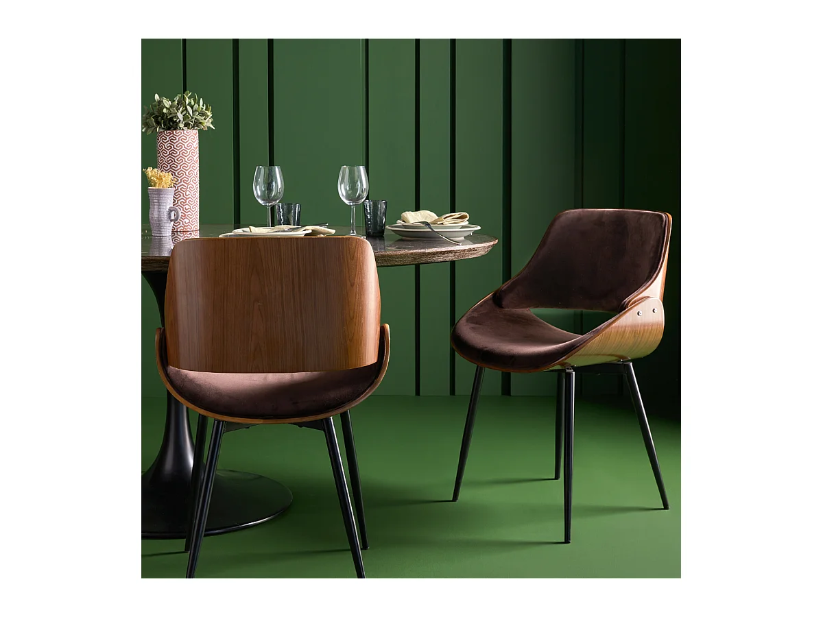 Chaises en velours effet bois Mannix - lot de 4