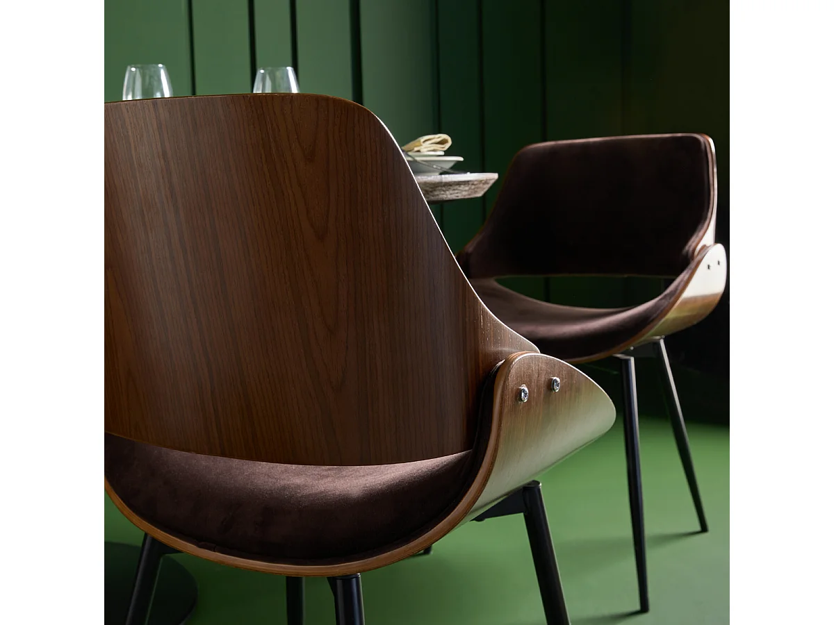 Chaises en velours effet bois Mannix - lot de 4