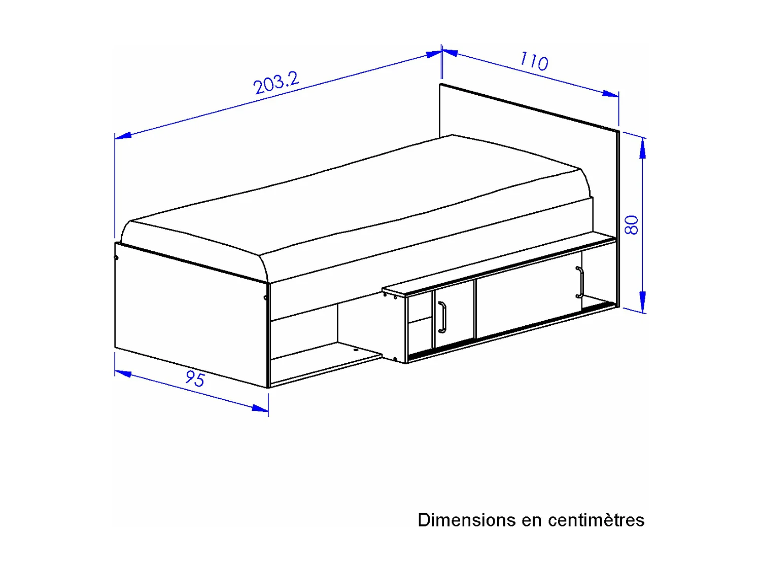 Kompaktes Bett Erquy 90x200 - Französische Herstellung