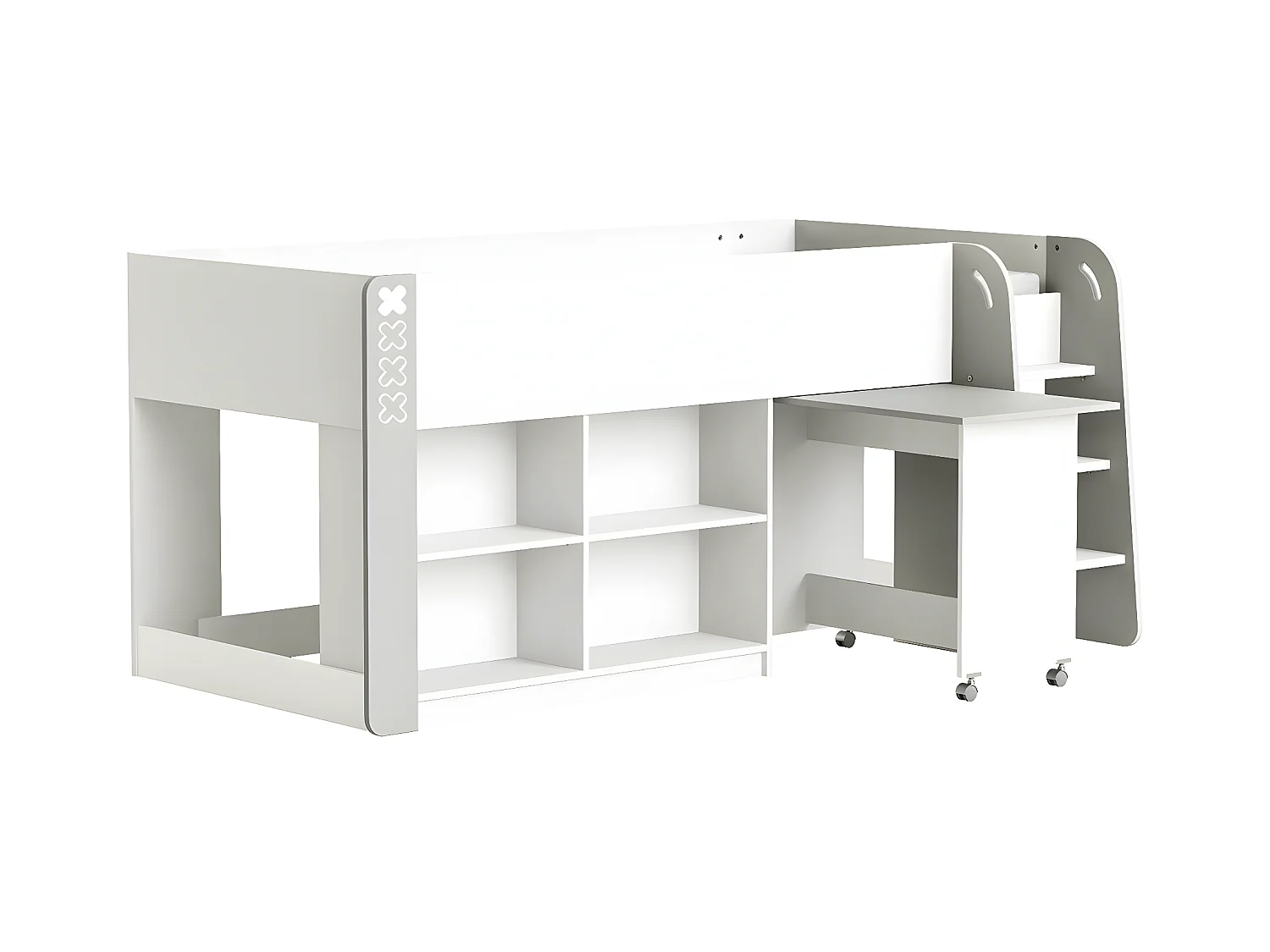 Lit Enfant Combiné avec Bureau et Rangement 90x200 - Hampton