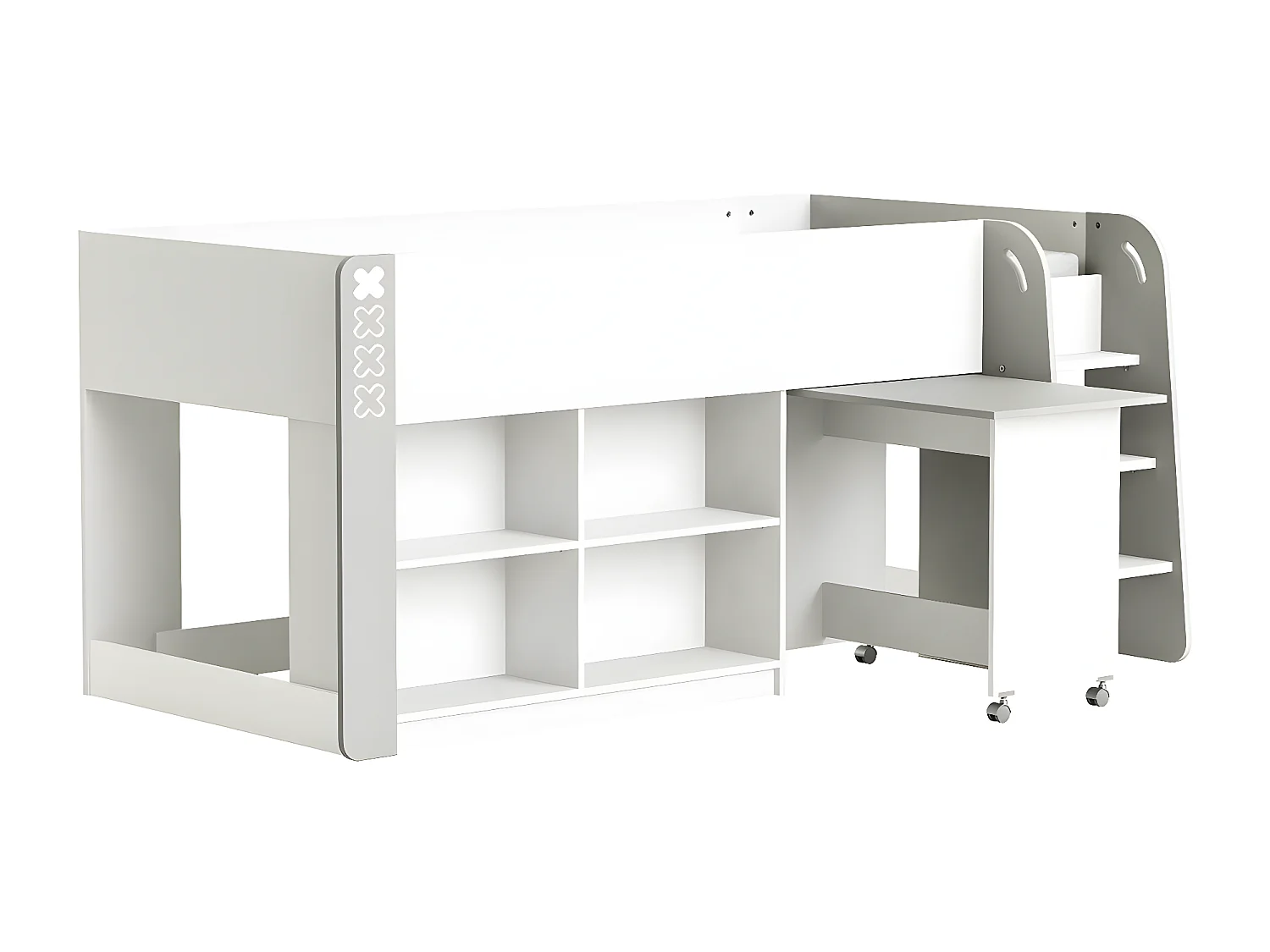 Lit Enfant Combiné avec Bureau et Rangement 90x200 - Hampton