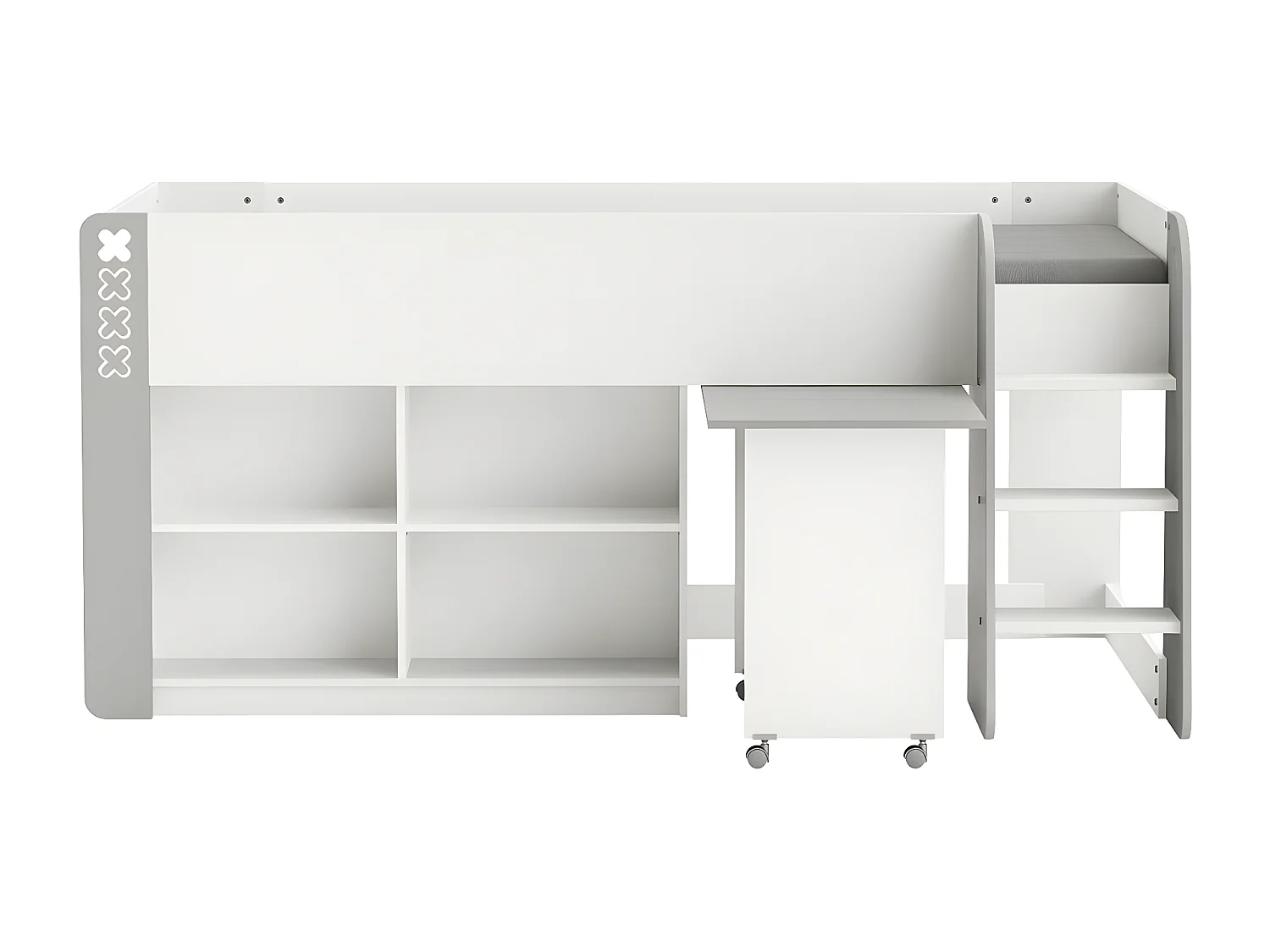 Lit Enfant Combiné avec Bureau et Rangement 90x200 - Hampton