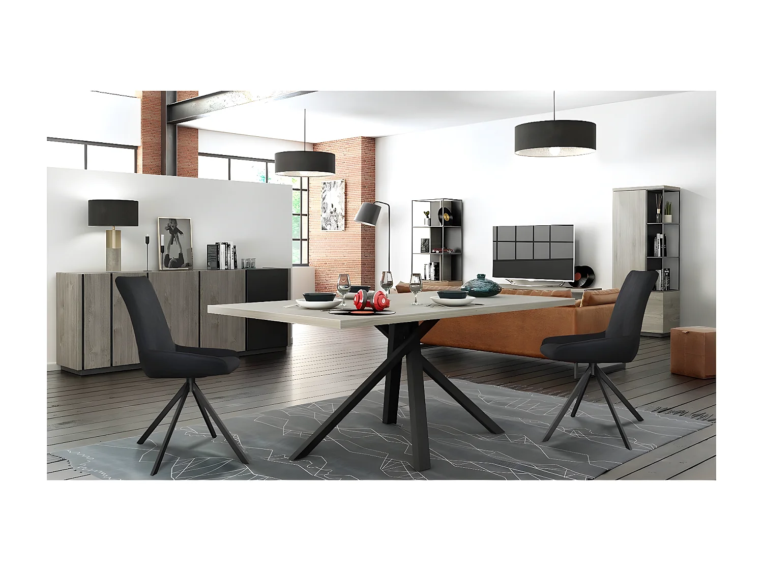 Table rectangulaire 8pers. pied central Snapp - Fabrication Française