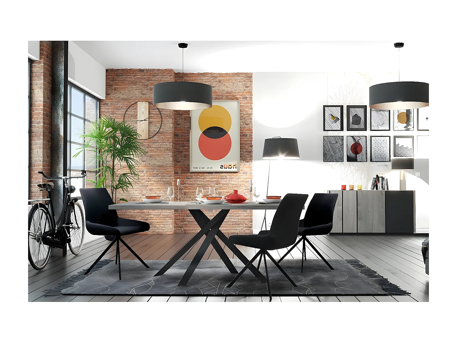 Table rectangulaire 8pers. pied central Snapp - Fabrication Française