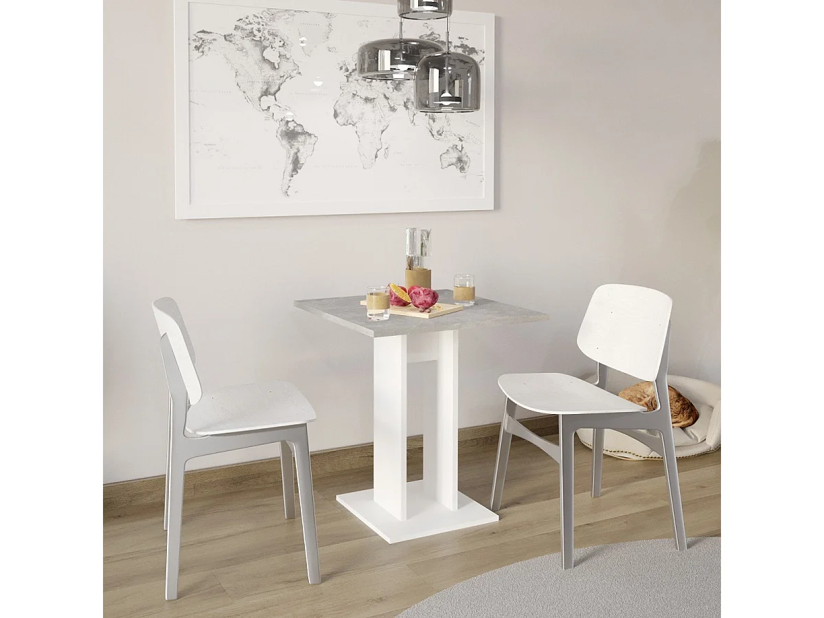 Mesa de jantar 70 cm cinzento cimento e branco