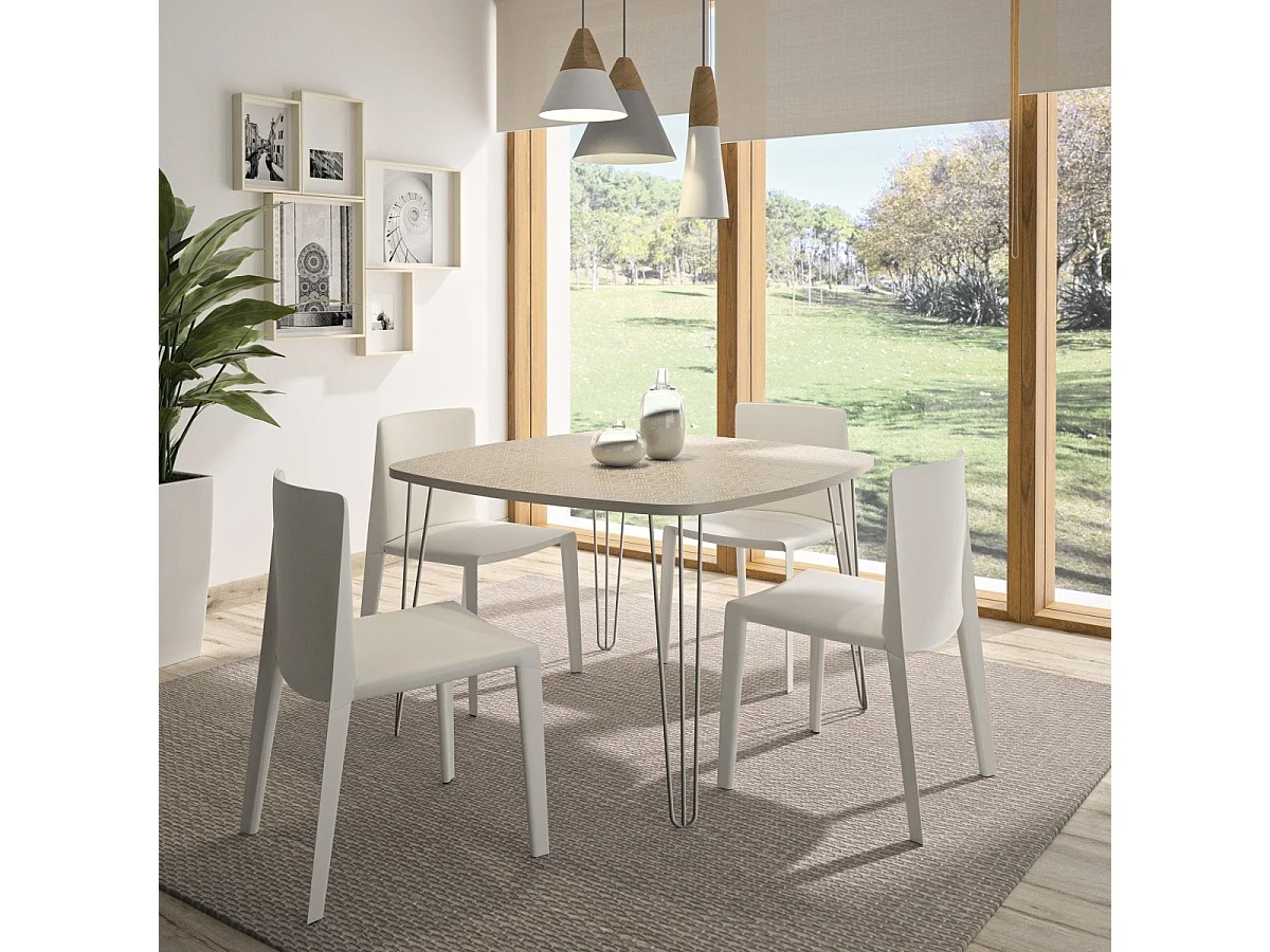 Vierkante eettafel met draadpoten Lemon - Franse productie