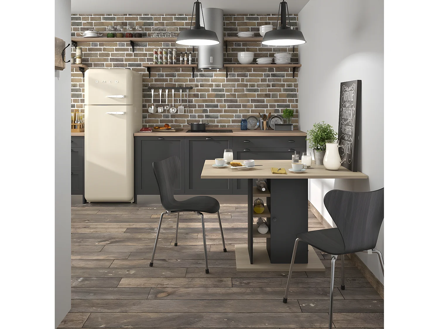 Table à manger rectangulaire avec rangement Oxford - Fabrication Française