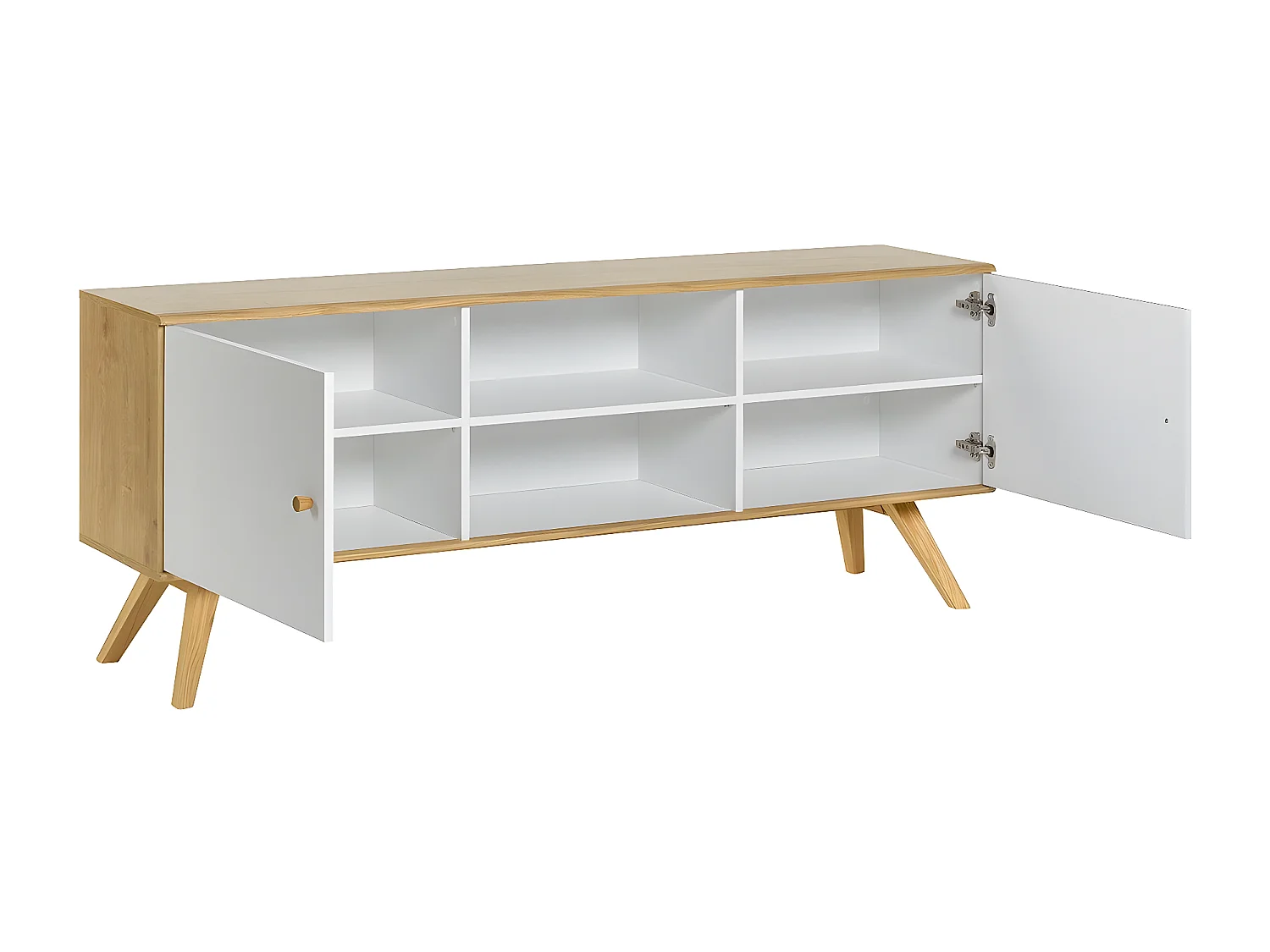 Buffet bas 2 portes avec étagère centrale L179,5 cm - NATURE