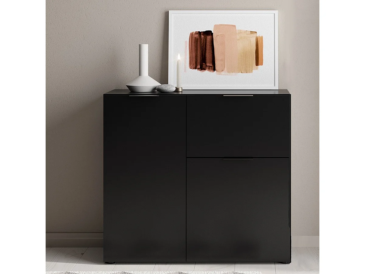 Kast met lade en deuren 89,1x31,7x81,3 cm zwart