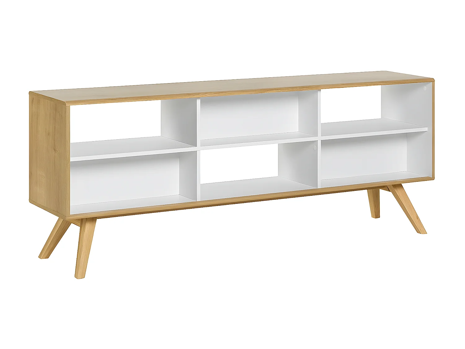 Buffet Offen Zweiseitig Eiche und Weiß Dekor L179,5cm - Natur