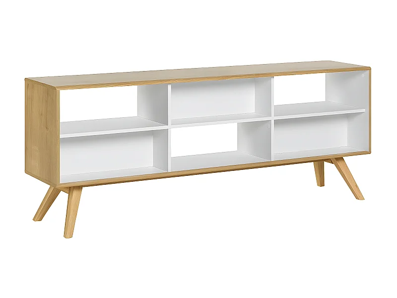 Buffet Ouvert Deux Faces Décor Chêne et Blanc L179,5cm - Nature