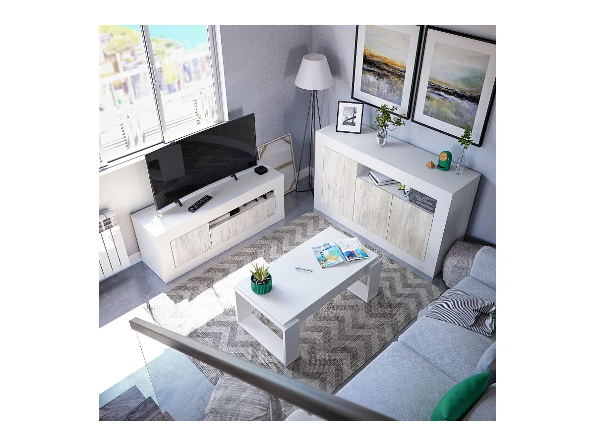 Buffet design avec 3 portes et 1 niche de rangement Baltik - L144 cm