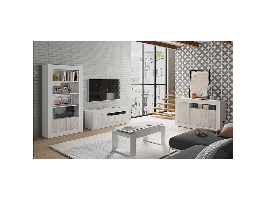 Buffet design avec 3 portes et 1 niche de rangement Baltik - L144 cm