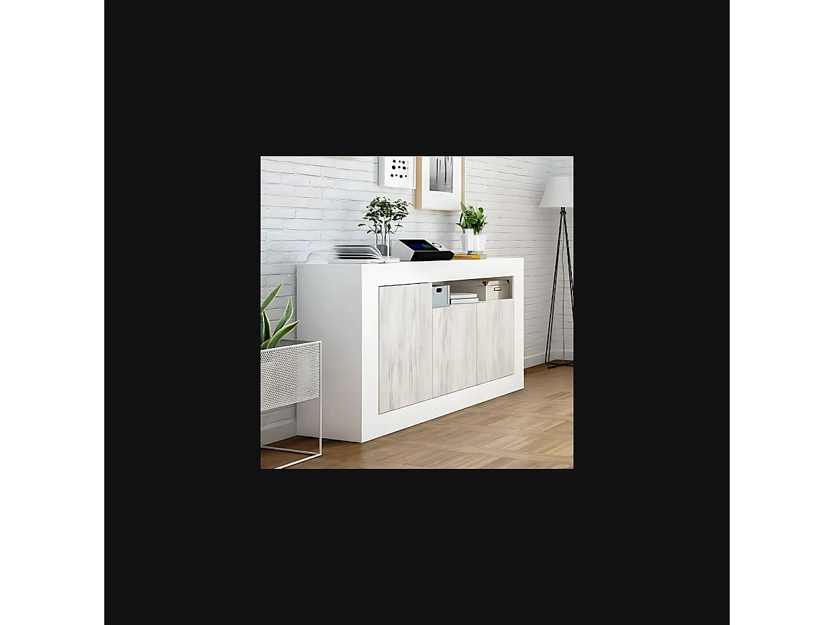 Buffet design avec 3 portes et 1 niche de rangement Baltik - L144 cm