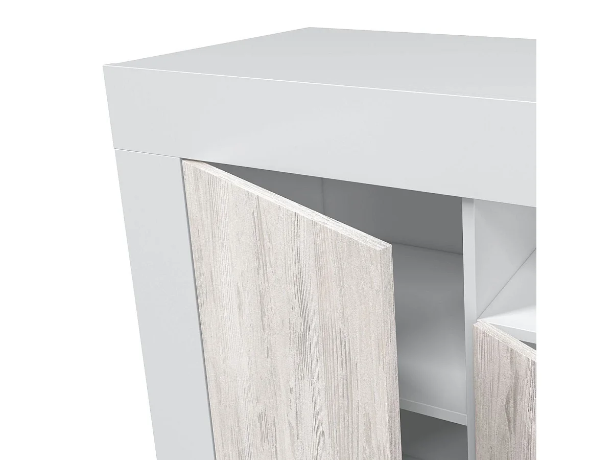 Buffet design escandinavo Baltik com 3 portas e 1 nicho de armazenamento - Branco
