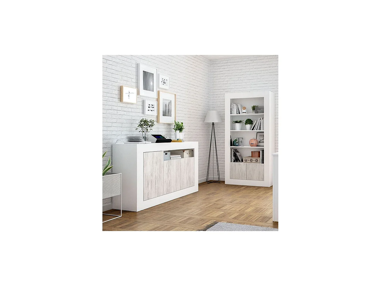 Buffet design avec 3 portes et 1 niche de rangement Baltik - L144 cm