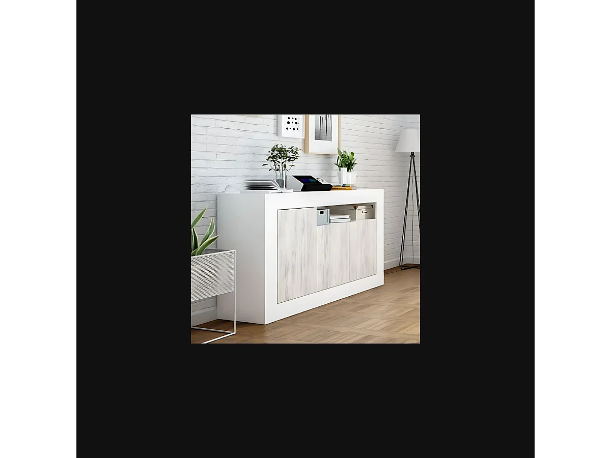 Buffet design con 3 porte e 1 nicchia di stoccaggio Baltik - L144 cm