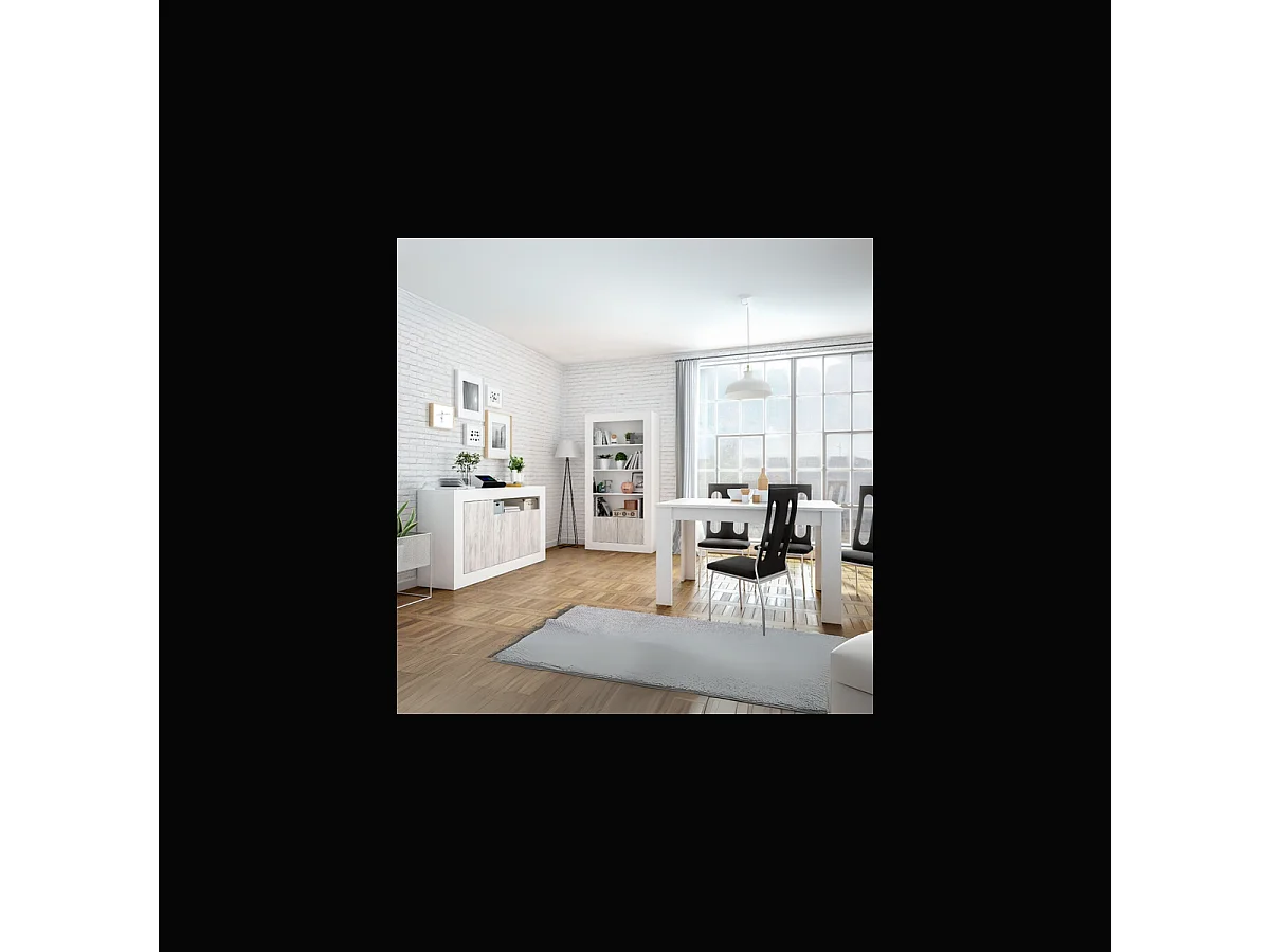 Buffet design escandinavo Baltik com 3 portas e 1 nicho de armazenamento - Branco