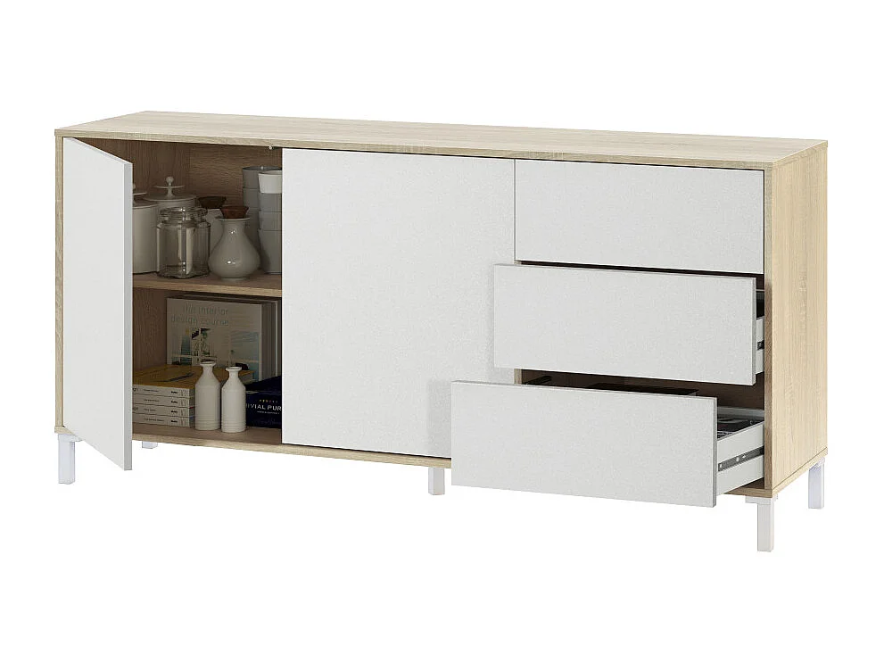 Credenza Brooklyn a 2 ante e 3 cassetti - L154cm