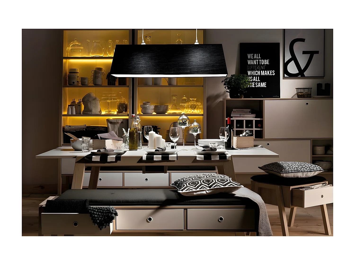 Buffet 1 porte rabattable L160 cm - SPOT