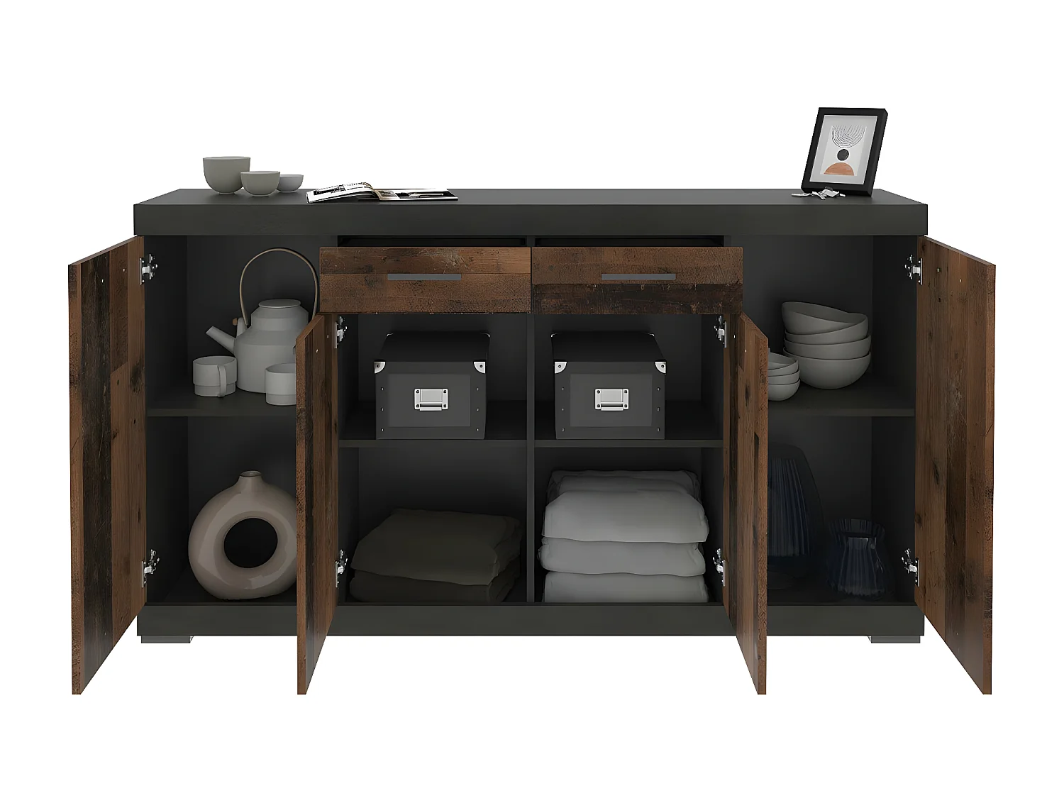 Buffet 2 Tiroirs 4 Portes L160 x P34,9 cm - Bristol