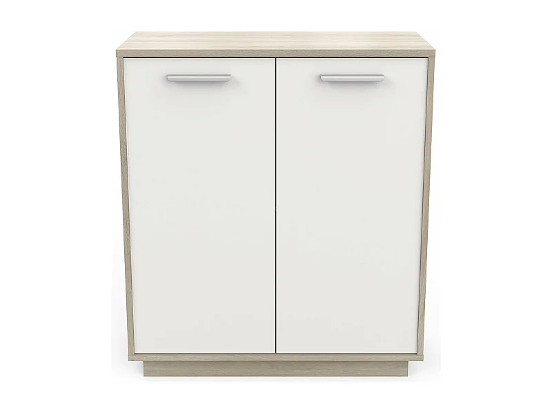 Buffet met 2 deuren, hout- en witdecor, L78 cm - Léo