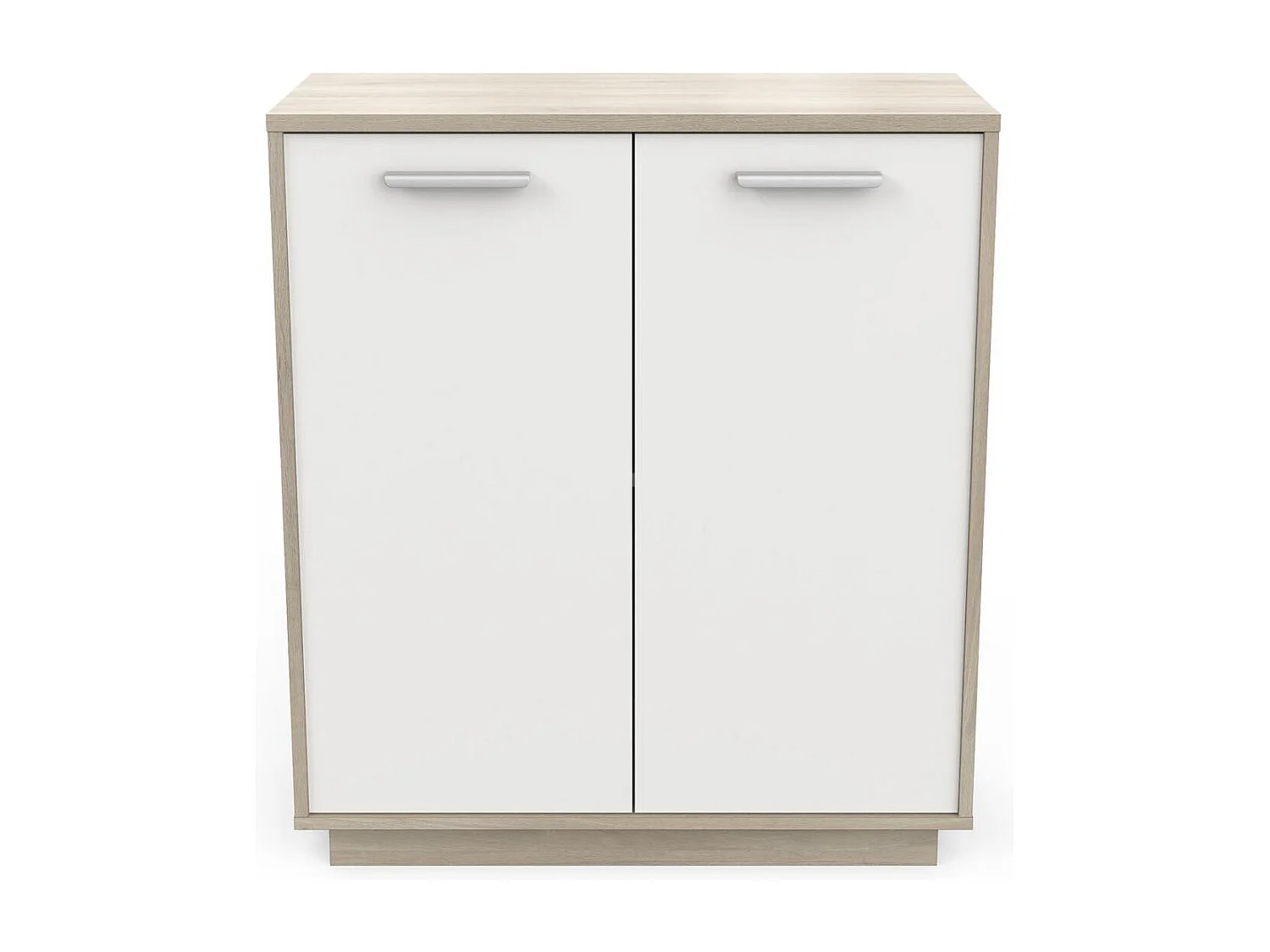 Komoda niska z 2 drzwiami, drewno i wykończenie białe, szerokość 78 cm - Leo