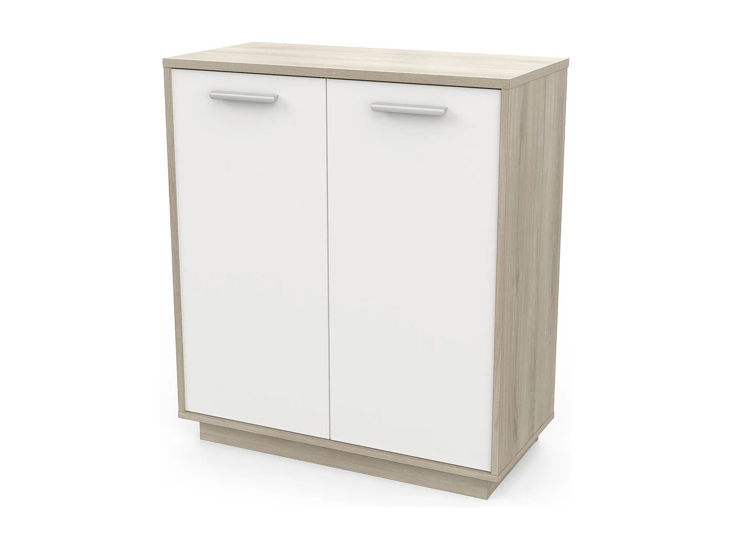 Komoda niska z 2 drzwiami, drewno i wykończenie białe, szerokość 78 cm - Leo