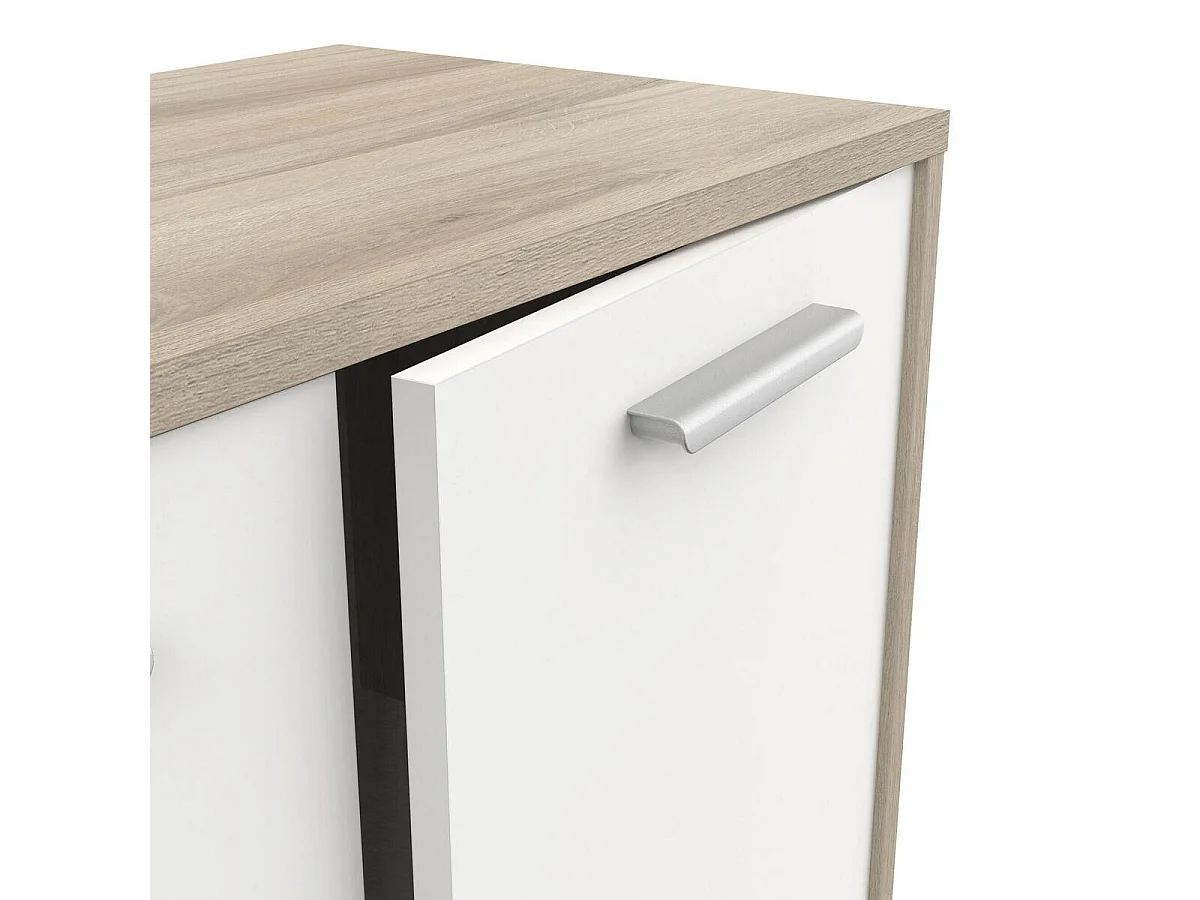 Komoda niska z 2 drzwiami, drewno i wykończenie białe, szerokość 78 cm - Leo