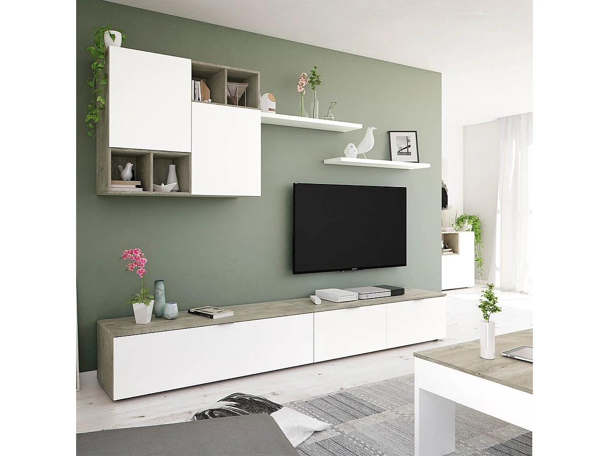 Buffet 3 Portes dont 1 battante et 3 Niches Tamiko - L150 cm